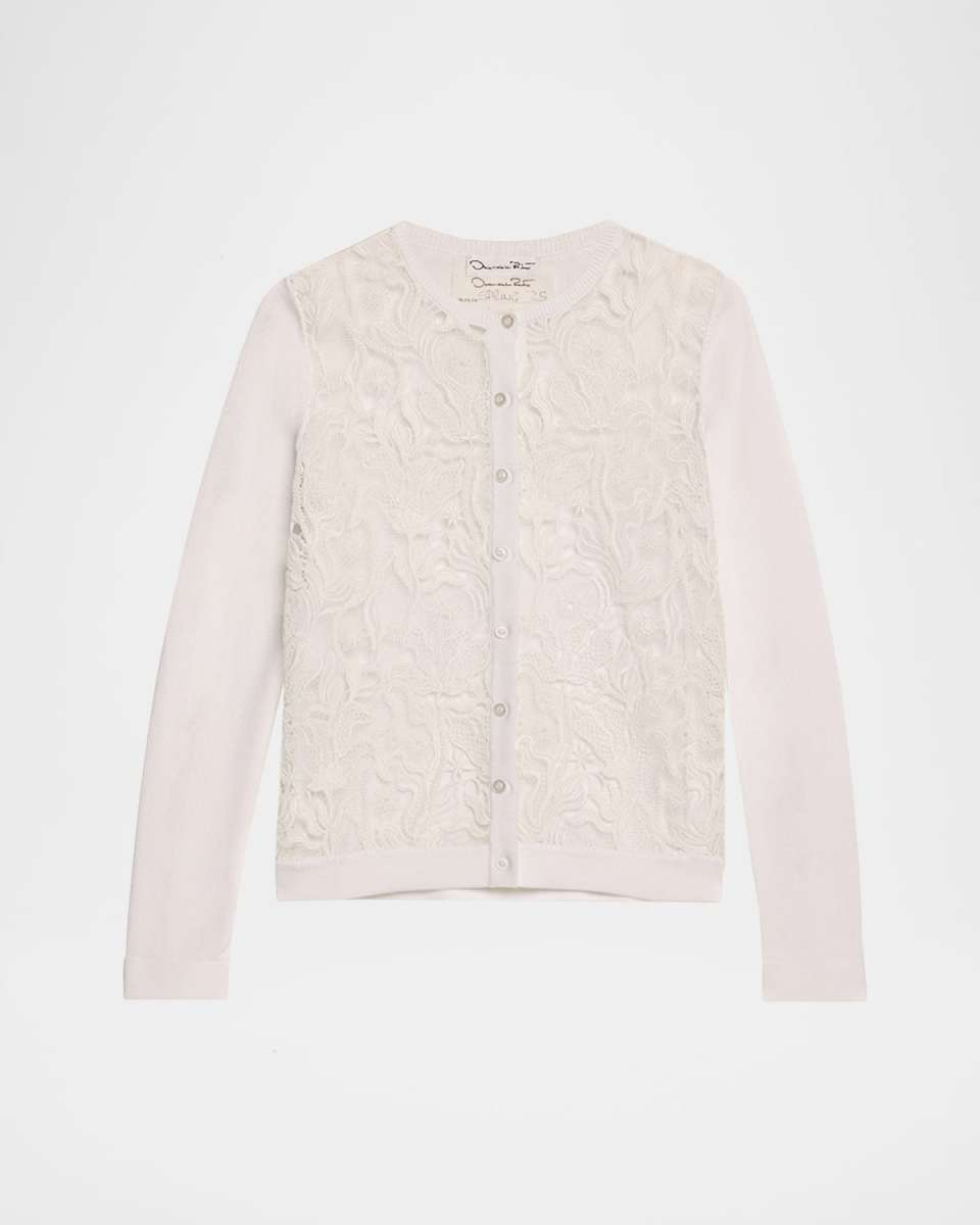 Bellflower Guipure Inset Crewneck Cardigan